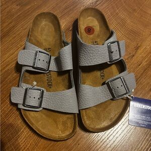 Birkenstock Arizona Desert Buck Leather Sandals- Whale Gray